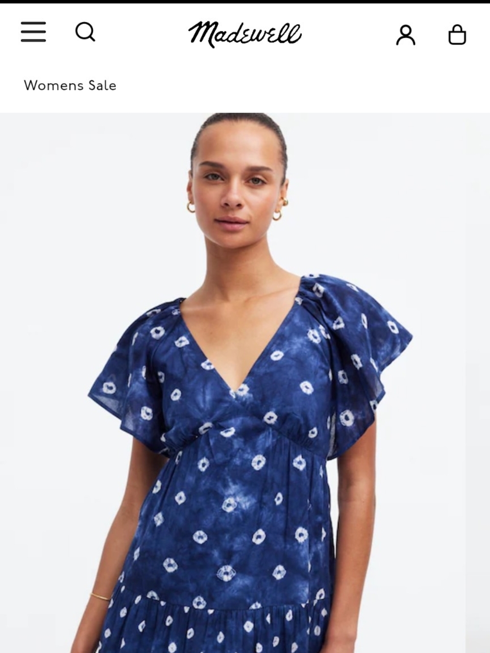 Tie-Back Flutter-Sleeve Tiered Midi Dress Madewell